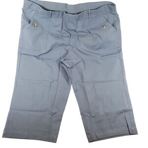 AnyBody Womens 2XP Dusty Blue Stretch Twill Cropped Pants A642843 Pull On Capris